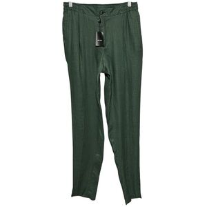 Kiton Comfort Linen Trousers Green Relaxed Fit 50R Made In Italy Luxury Pants